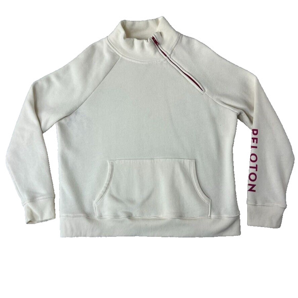 Peloton Sweaters - Peloton Sweater Women's XL Incline Side Zip Pullover Off White Pink Accents